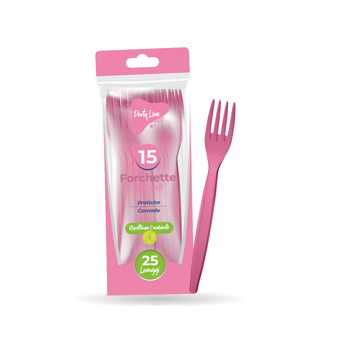 Lulu Reusable PP Forks 15Pcs Pink