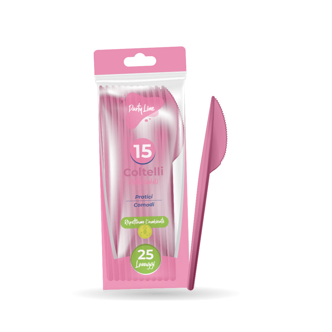 Lulu Reusable PP Knives 15Pcs Pink