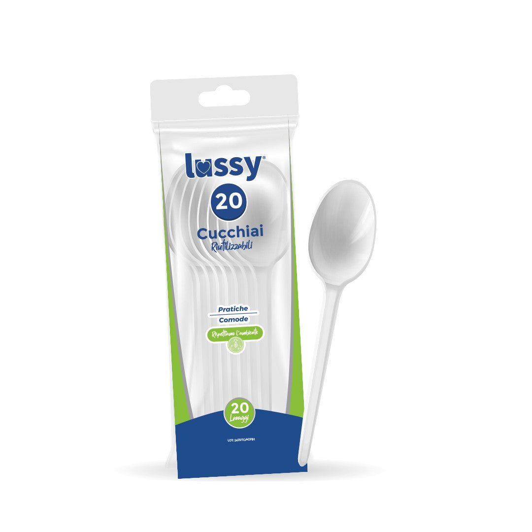 Lulu Reusable PP Spoons 20Pcs White