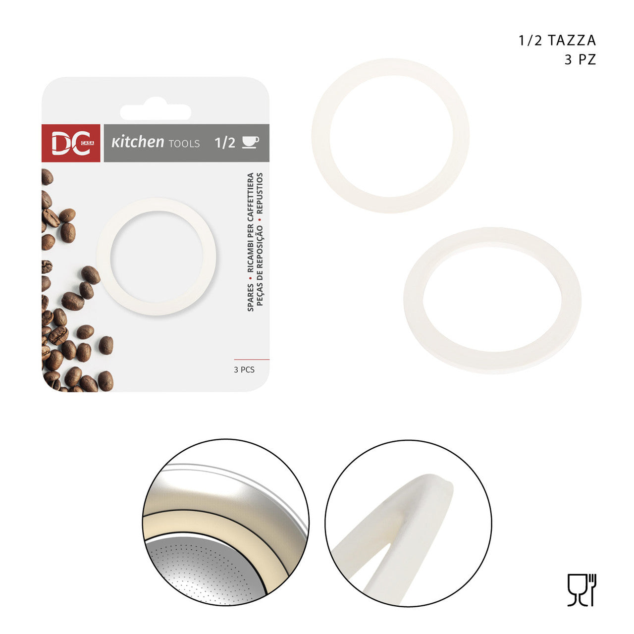 Dc Casa Guarnizione Caffettiera Silicone 1/2Tz 3Pz