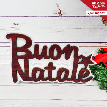 Ab.M Decorazione Buon Natale Legno Cm.245X14X22 Rosso