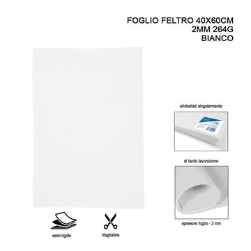 Pryma - Foglio Feltro 40X60Cm 2Mm 264G Bianco