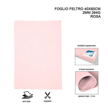 Pryma - Foglio feltro 40x60 cm 2mm 264G rosa