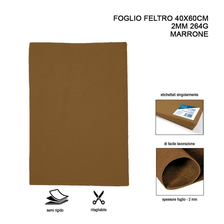 Pryma - Foglio feltro 40x60 cm 2mm 264G marrone