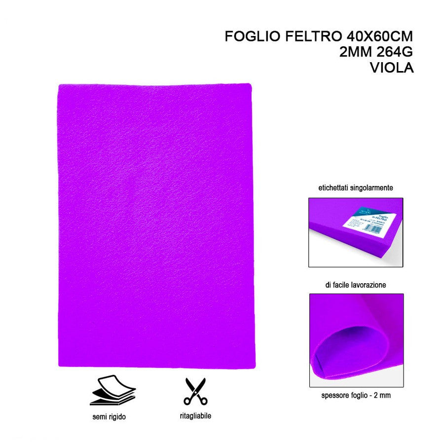 Pryma - Foglio feltro 40x60 cm 2mm 264G viola