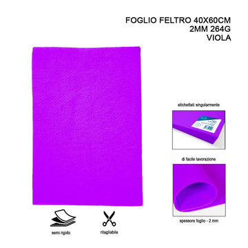 Pryma - Foglio feltro 40x60 cm 2mm 264G viola