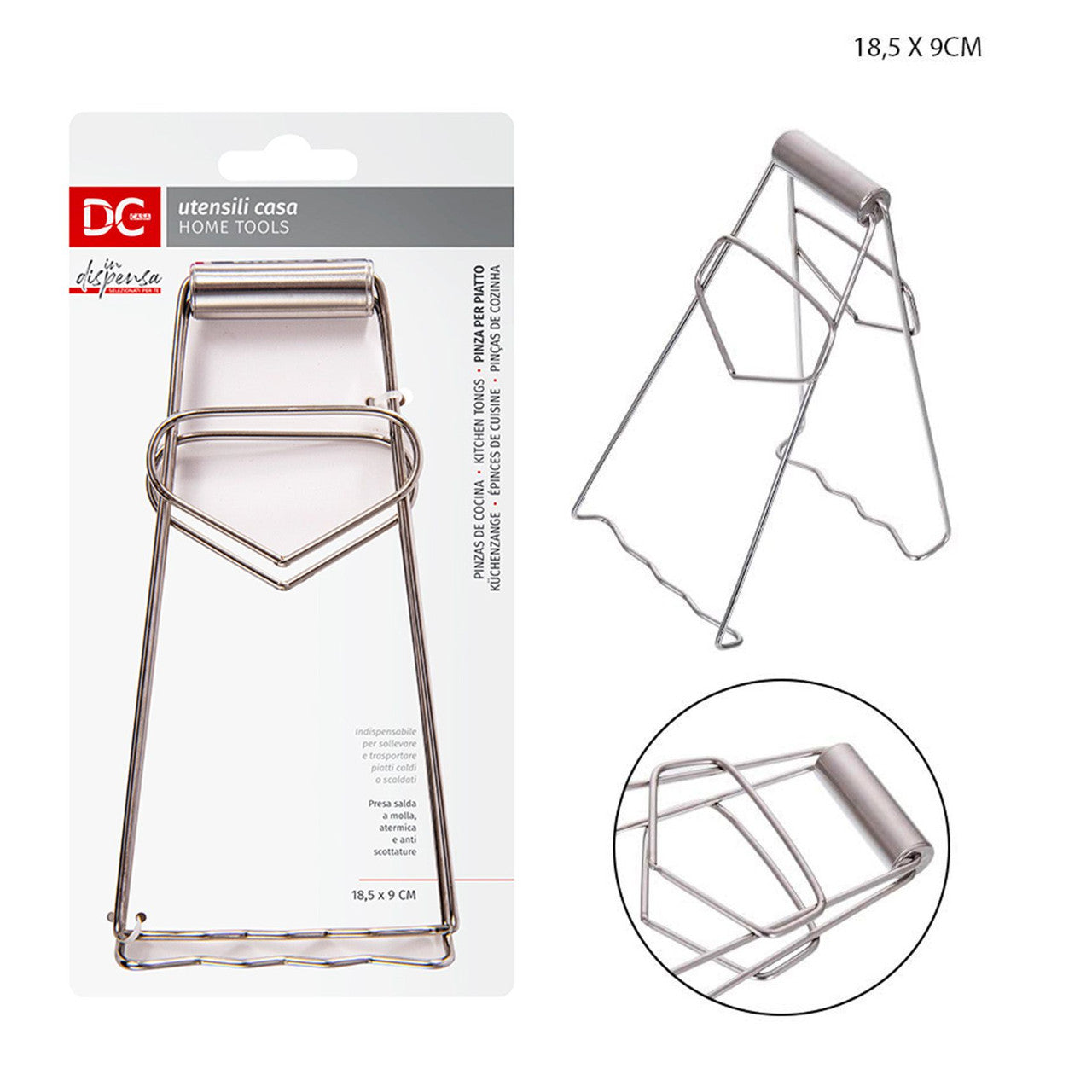 Dc Pinza Prendi Piatto Acciaio Cromato 18.5X9Cm