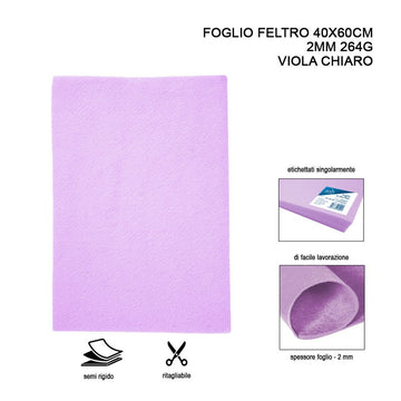 Pryma - Foglio feltro 40x60 cm 2mm 264G viola chiaro