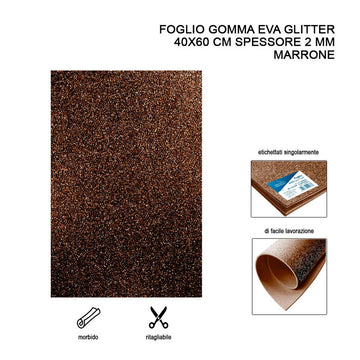 Foglio Gomma Eva Glitter 40X60Cm 2Mm Marrone