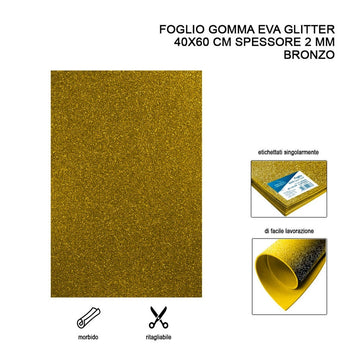 Foglio Gomma Eva Glitter 40X60Cm 2Mm Bronzo