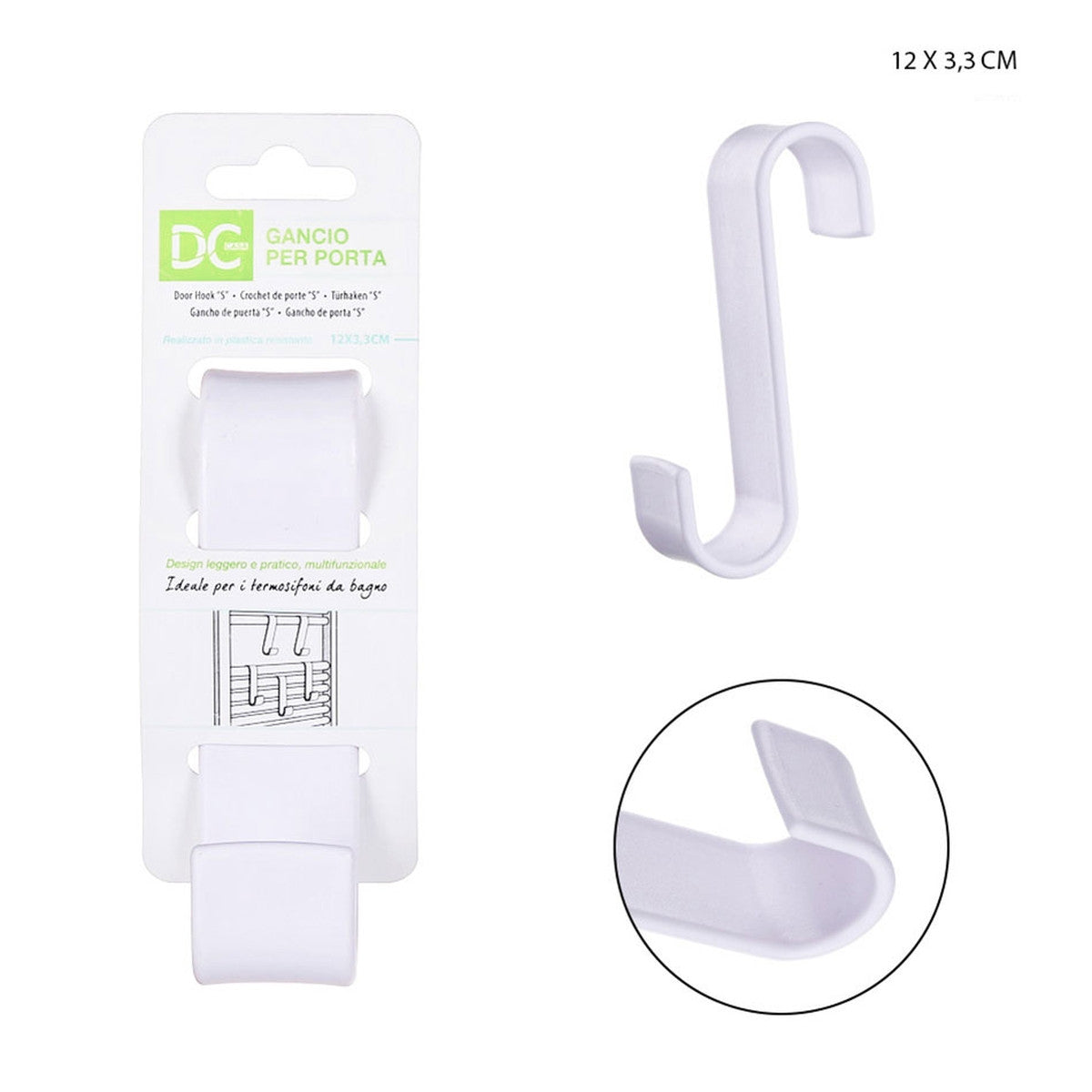 Dc - Gancio Porta S Plastica 12X3.3Cm Bianco