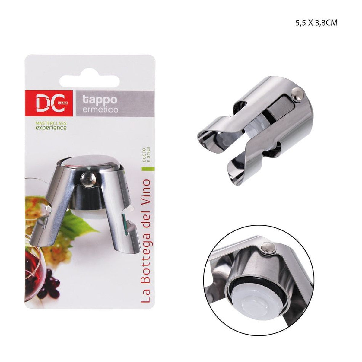 Dc - Tappo Dosatore Inox C/Cappuccio 5.5X3.8Cm