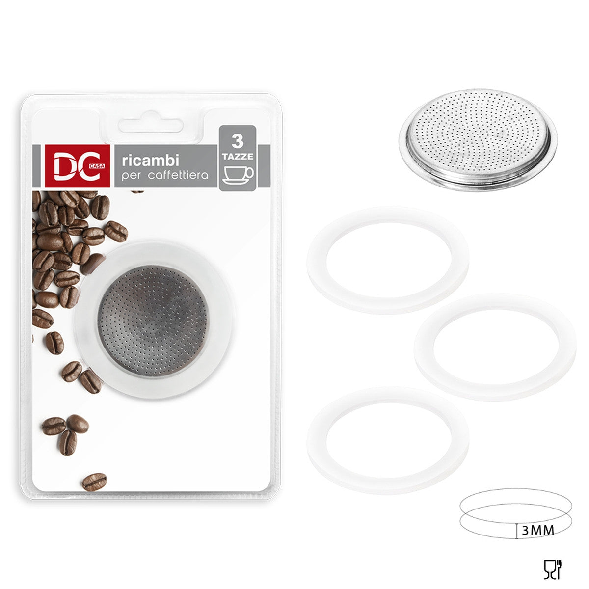 Dc - Guarnizione 3Pz+Filtro Caffettiera 3Tz