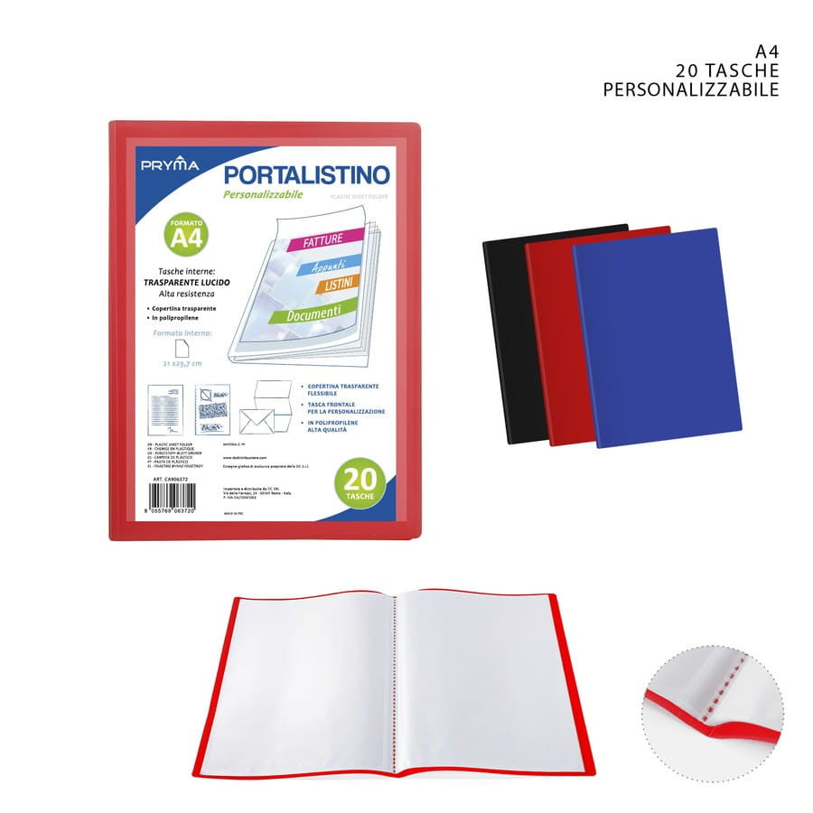 Pryma - Customizable Flexible List Holder A4 20 Pockets 24X31Cm