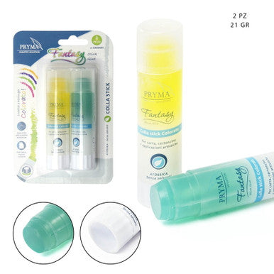 Pryma - Colla Stick Colorata 21G 2Pz Giallo/Verde Bl.