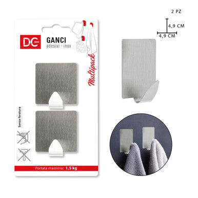 Dc - Gancio Adesivo Inox 4.9X4.9Cm 2Pz