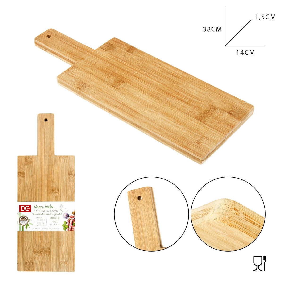 Dc - Tagliere Bamboo 38X14X1.5Cm