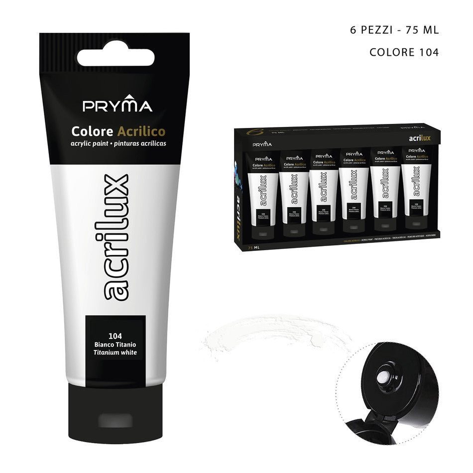 Pryma - Colore acrilico 75Ml n.104 bianco titanio