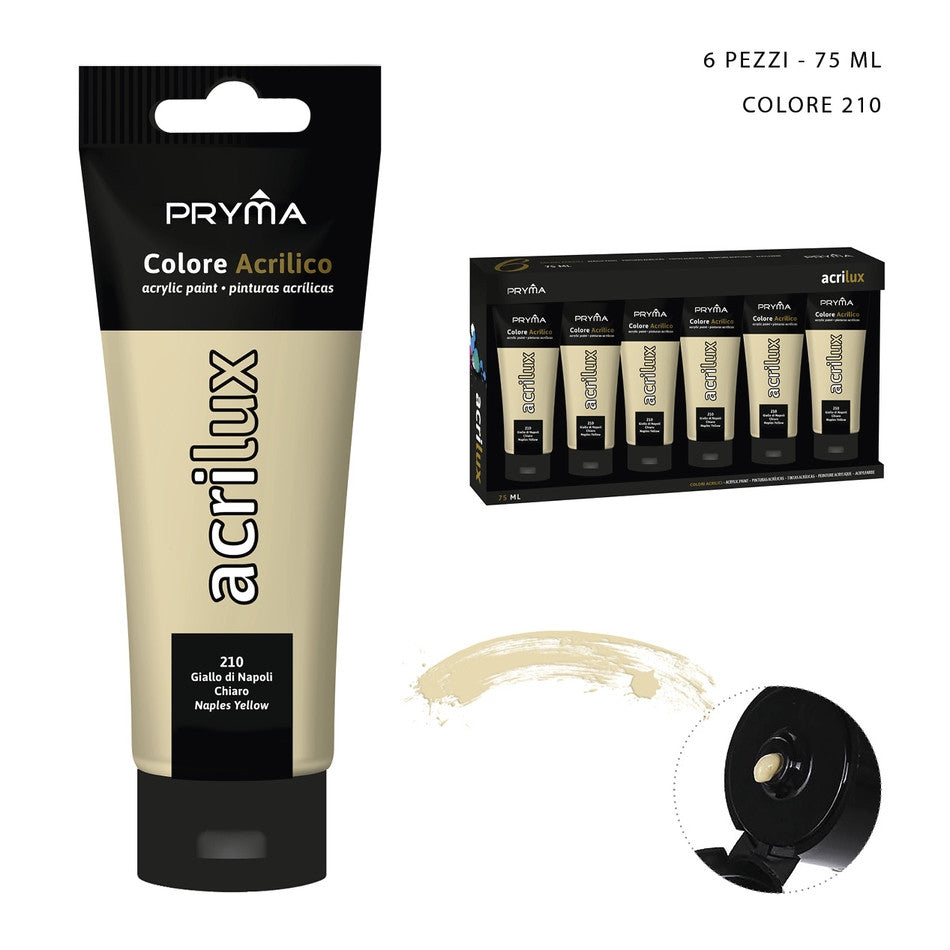 Pryma - Colore acrilico 75Ml  n.210 giallo