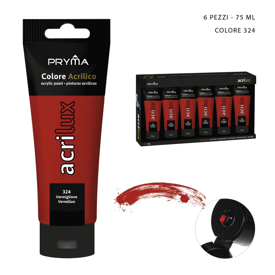 Pryma - Colore acrilico 75Ml  N.324 vermiglione