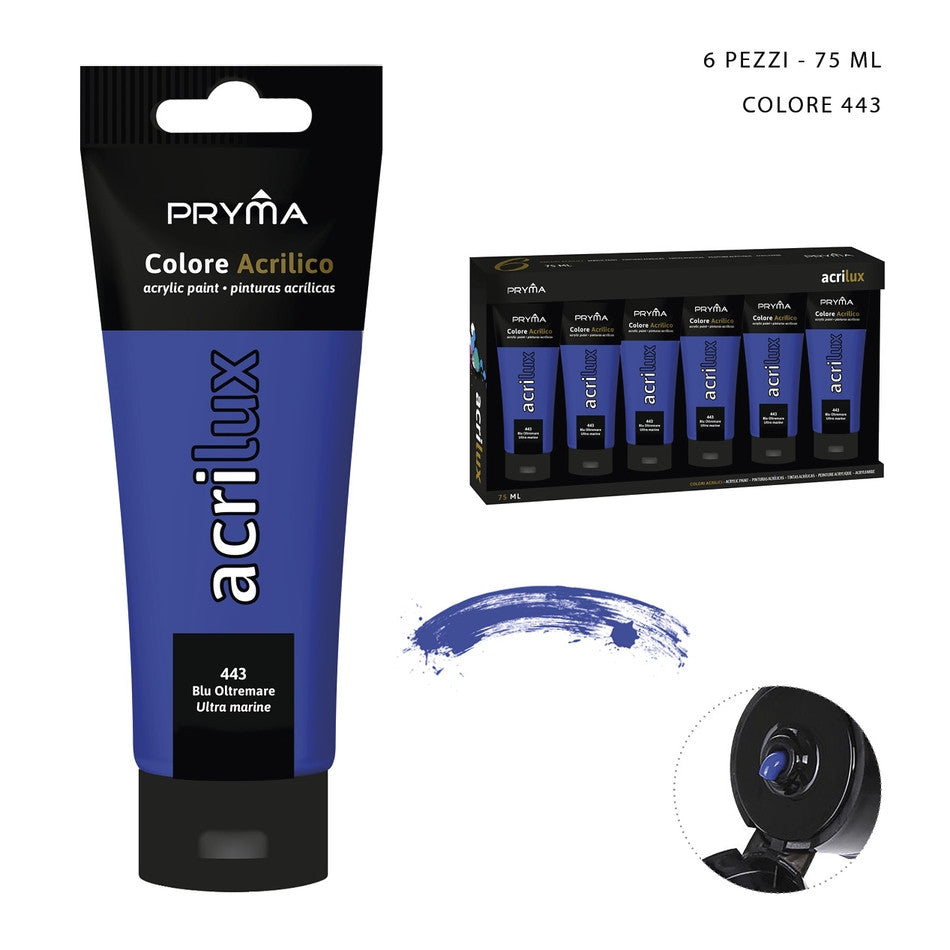 Pryma - Colore acrilico 75Ml n.443 blu oltremare