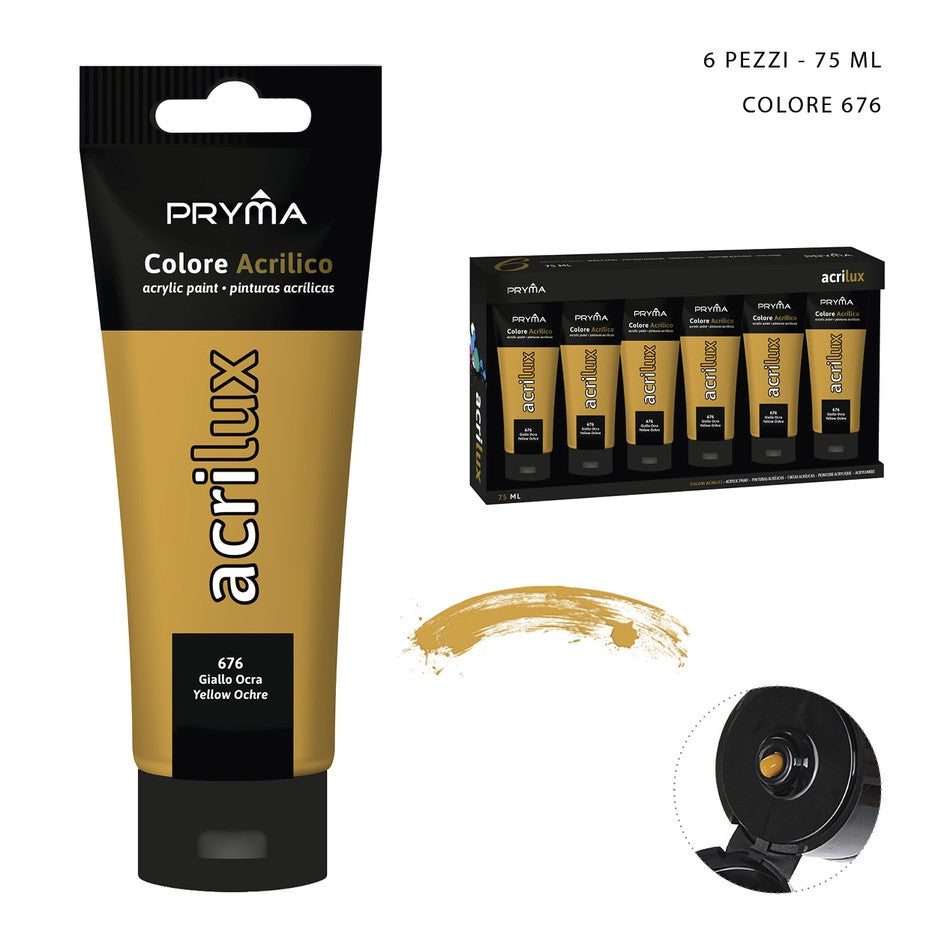 Pryma - Colore acrilico 75Ml n.676 giallo oro