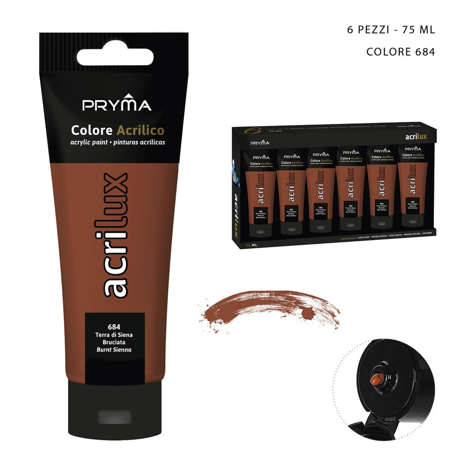 Pryma - Colore acrilico 75Ml n.684 terra siena bruc