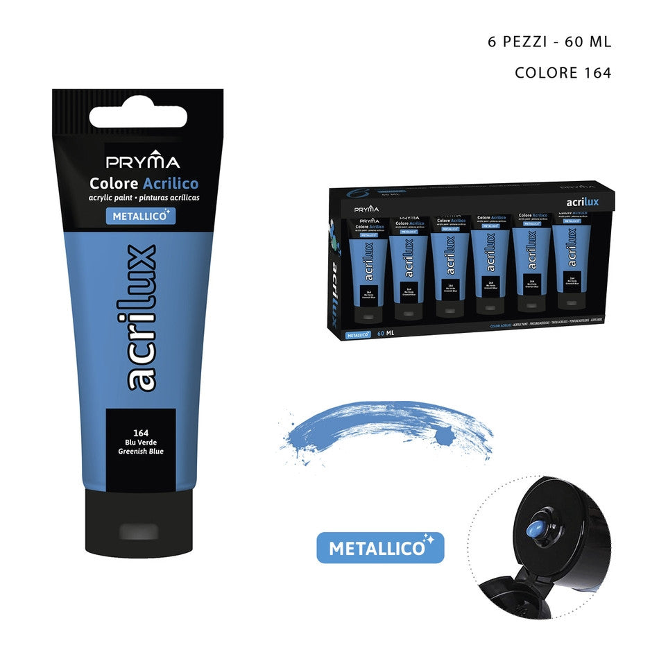 Pryma - Colore acrilico metal 60Ml n.164 blu verde