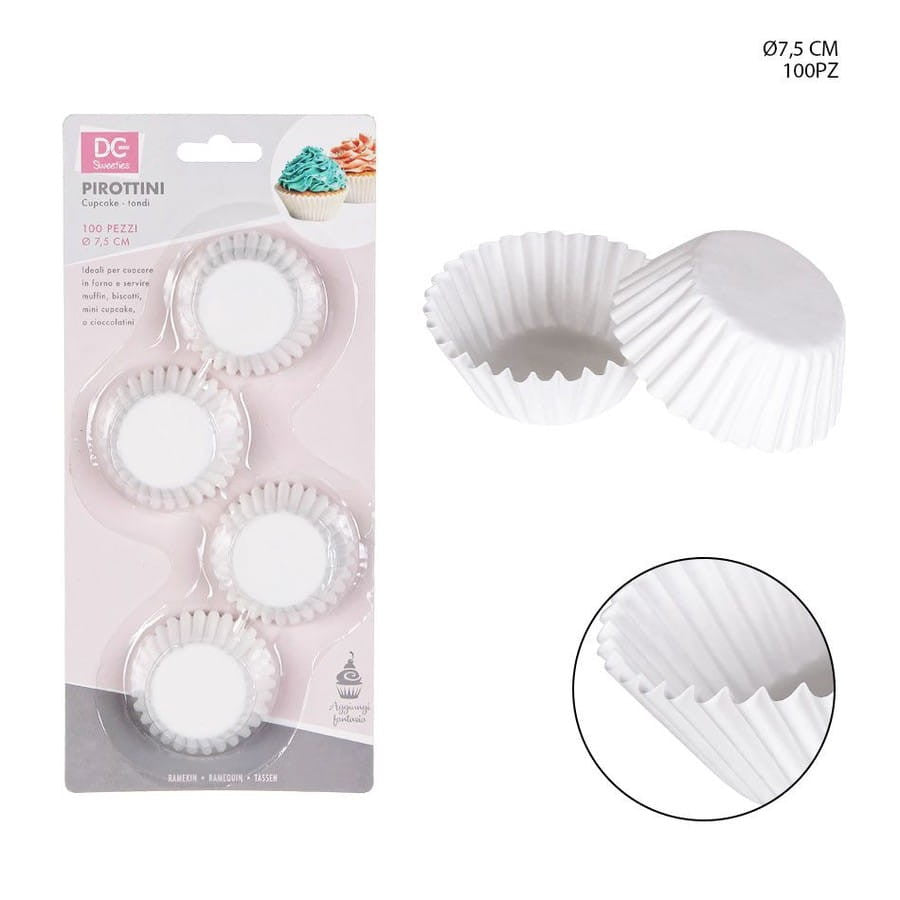 Dc - Pirottini Carta Cupcake 75Mm 100Pz Bianco