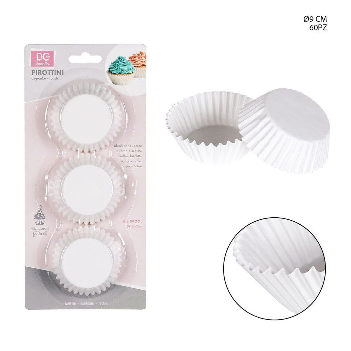 Dc - Pirottini Carta Cupcake  90Mm 60Pz Bianco