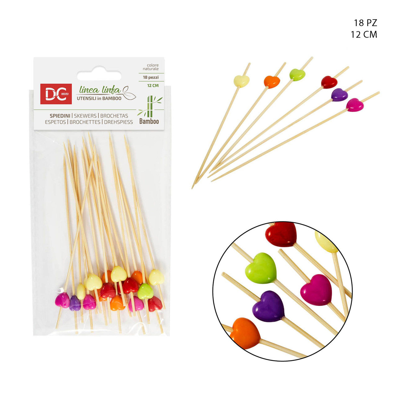 Dc - Spiedini Bambu 12Cm 18Pz Cuore