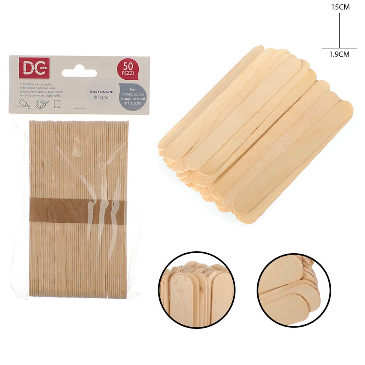 Dc - Bastoncini legno 15Cm