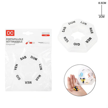 Dc Care - Porta pillole settimanale 8.5x2cm 17g 7 posti esagono