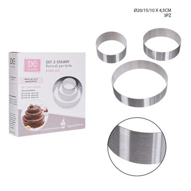 Dc - Stampo Torta Inox 10-15-20X4.5Cm 3Pz Tondo