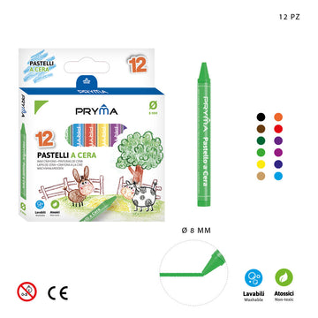 Pryma - Pastelli A Cera 9X0.8Cm 12Pz Bl.