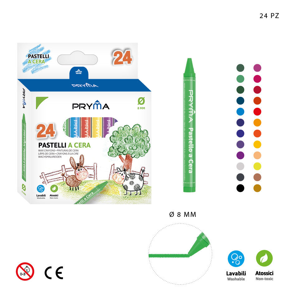 Pryma - Pastelli A Cera 9X0.8Cm 24Pz bl.