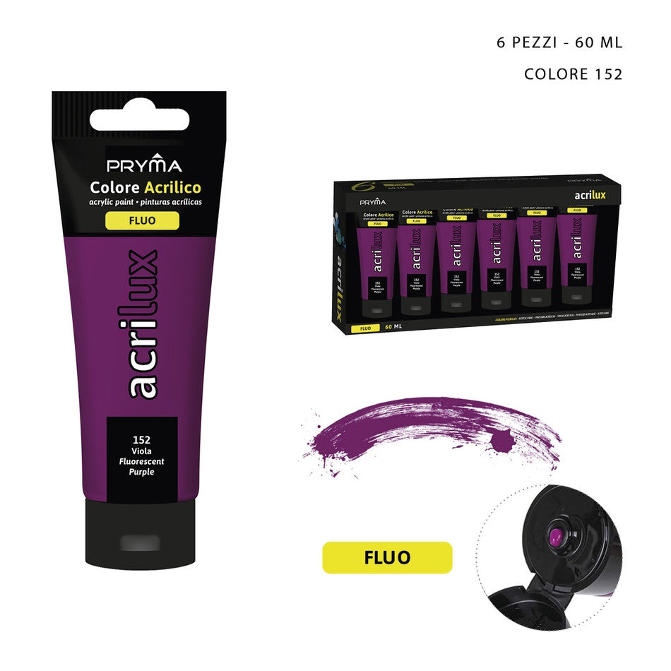 Pryma - Colore acrilico  fluo 60Ml n.152 viola