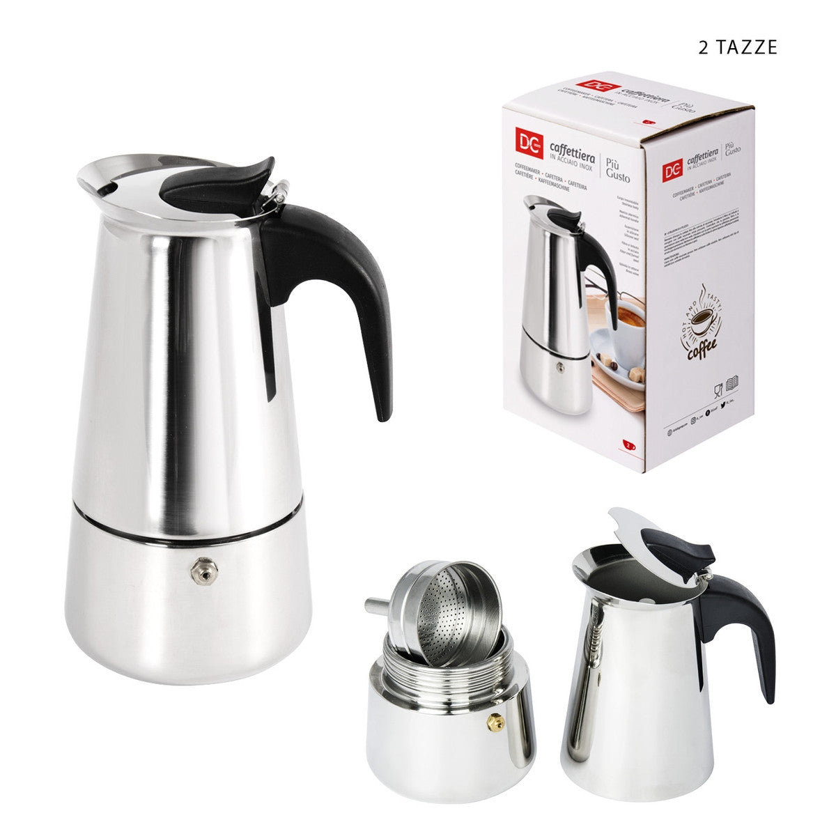 Dc - Caffettiera acciaio inox 2 tazze