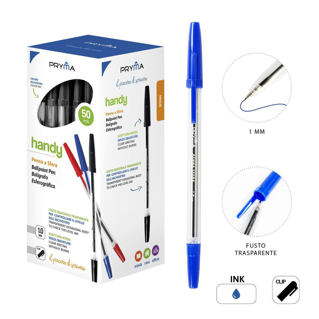 Pryma - Penna Sfera Handy 1Mm Blu 1 pz