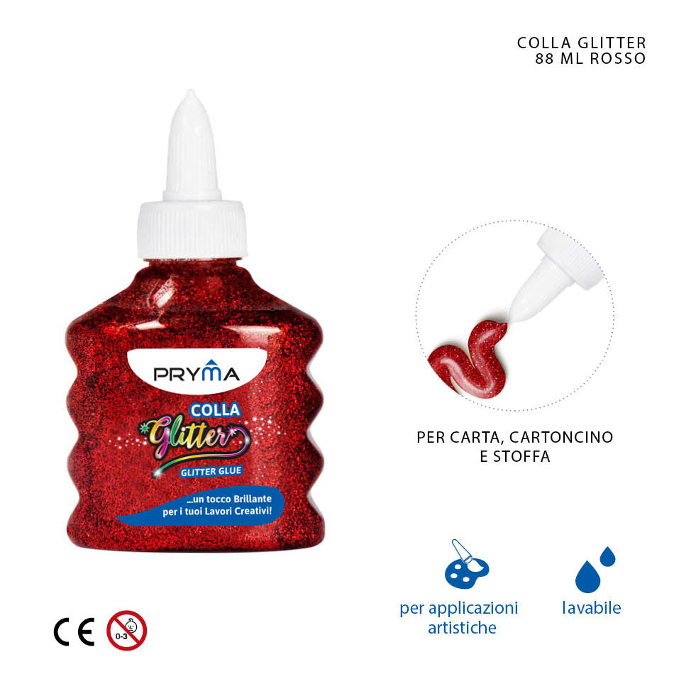 Pryma - Colla Glitter 88Ml Rosso