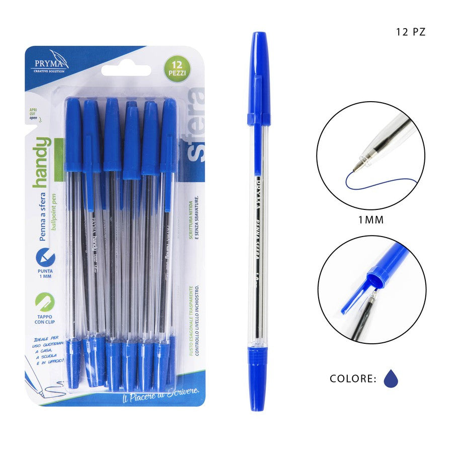 Pryma - Penna sfera handy 1Mm 12Pz Blu