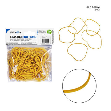 Pryma - Elastico gomma m/uso giallo 80x1.5Mm 50G