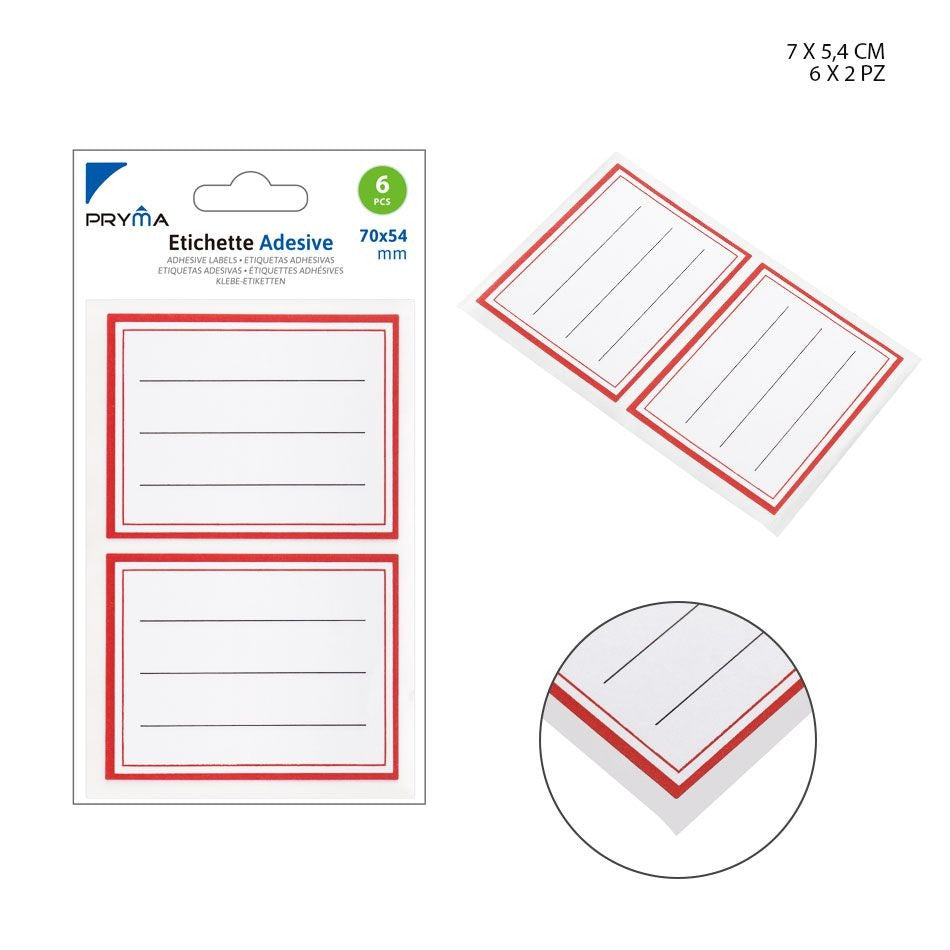 Pryma - Etichetta adesiva 7x5.4Cm 6Pz