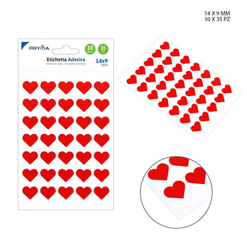 Pryma - Etichetta Adesiva Forma Cuore 1.4X0.9Cm 35Pz