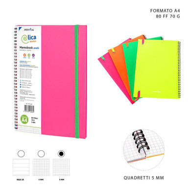 Pryma - Memobook  anelli A4 80FF 70G 5Mm fluo