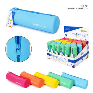 Pryma - Astuccio colorato silicone Soft touch tondo 20x6Cm