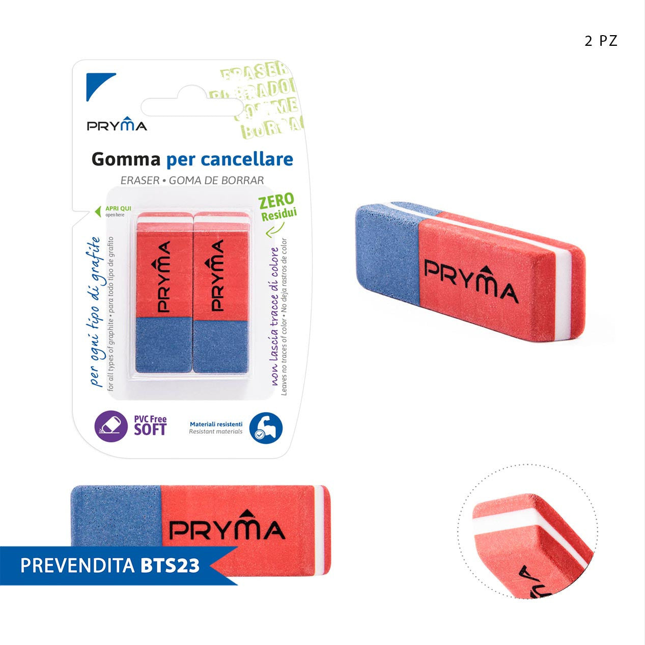 Pryma - Gomma Doppio Uso 2Pz Bl.