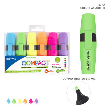 Pryma - Evidenziatore compact fluo 3pz  colori fluo ass