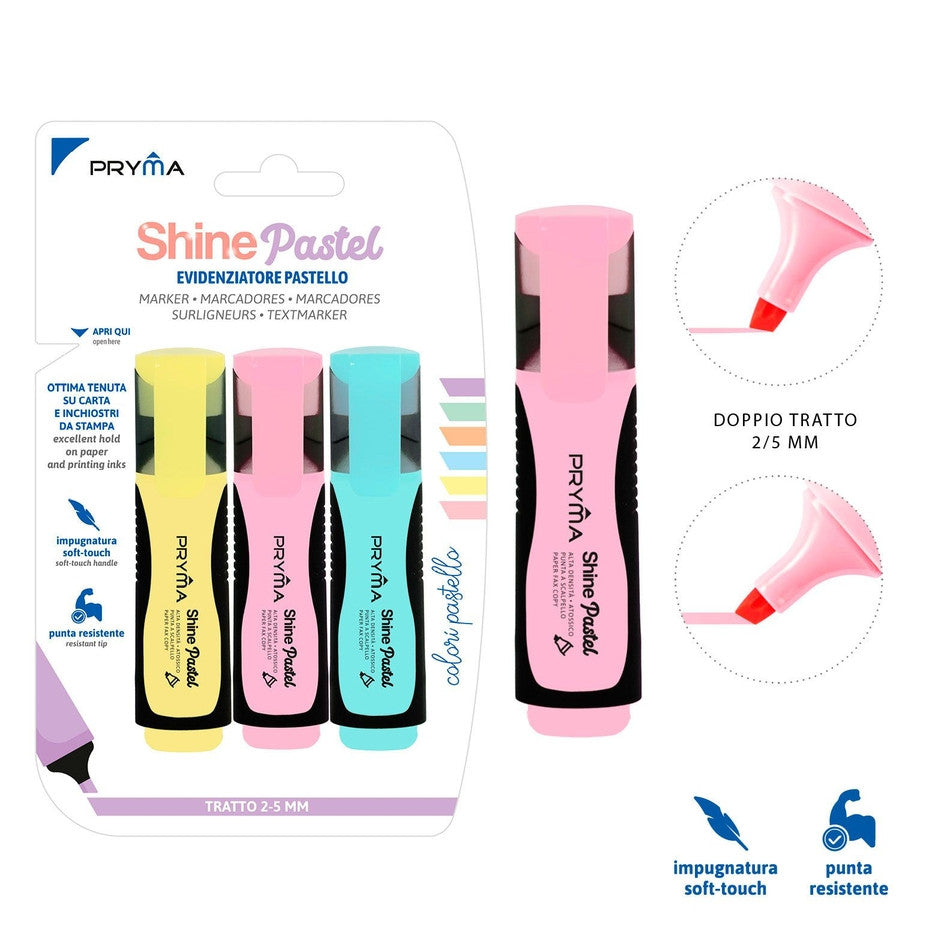 Pryma - Evidenziatore compact 3pz colore pastello