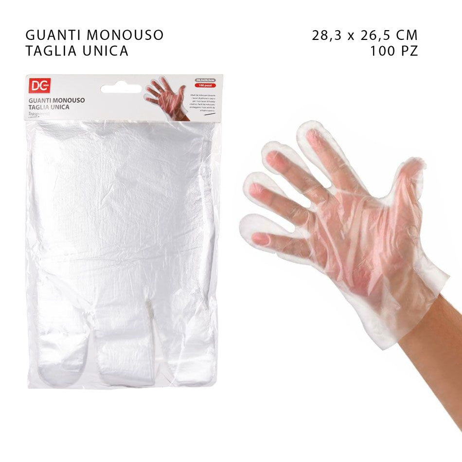 Dc Casa - Guanti Monouso 28.3x26.5Cm 100Pz T/Unica